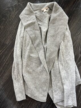 Banana Republic Wool Gray Open-Front Shawl-Collar Cardigan